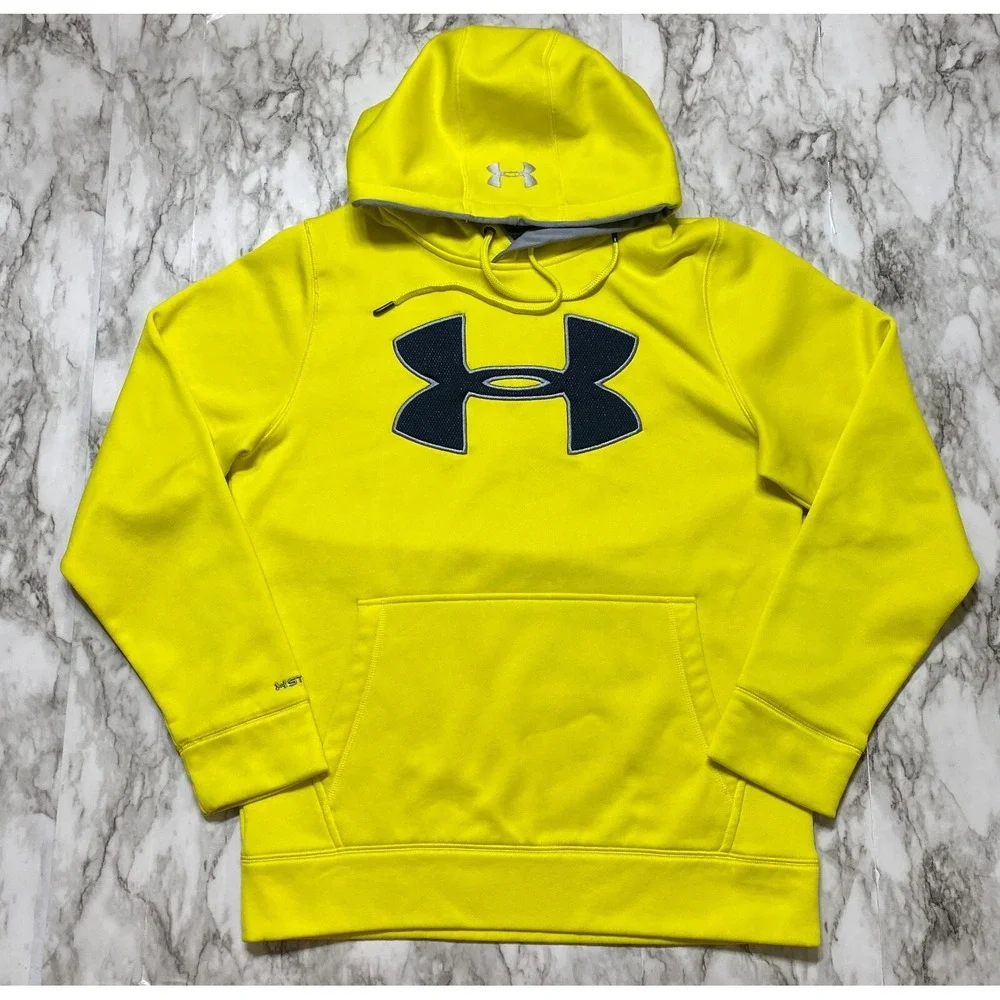 Under Armour Storm1‎ Mens Sweater Size SM/P Yellow Pullover Hoodie Flannel